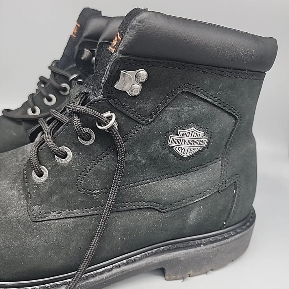 Harley Davidson Mens Boots Badlands Lace-Up 12 W Black Leather